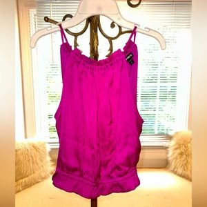 Express hot pink tank top. Open back with adjustable tie. Size S